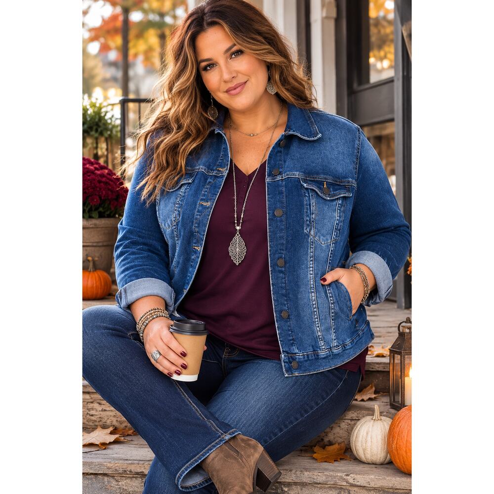 Sonoma Goods for Life Plus Size 3X Premium Denim Trucker Jean Jacket NWT